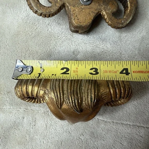 Resin Ram Gold Hardware Handles door cabinet knobs set of 3 - Picture 4 of 5